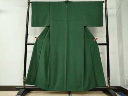 平和屋着物●上質な色無地　千歳緑色　正絹　逸品　未使用　CABG0281yc
