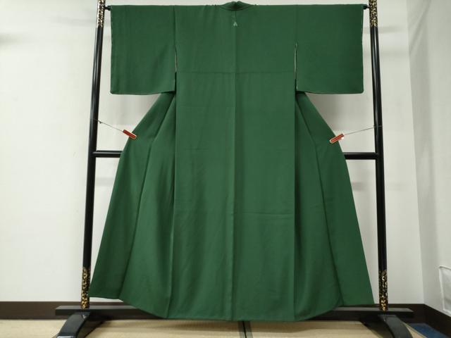 平和屋着物●上質な色無地　千歳緑色　正絹　逸品　未使用　CABG0281yc