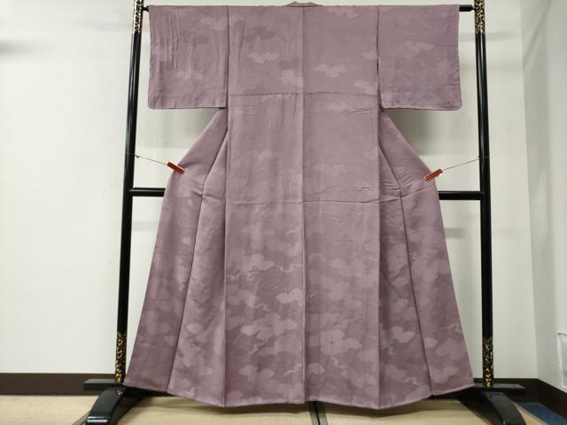 平和屋着物●上質な色無地　雲取り吉祥地紋　紅藤色　正絹　逸品　未使用　CABG0282yc