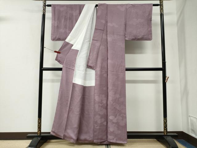 平和屋着物●上質な色無地　雲取り吉祥地紋　紅藤色　正絹　逸品　未使用　CABG0282yc