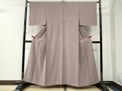 平和屋着物●上質な色無地　梅鼠色　正絹　逸品　CABG0287yc