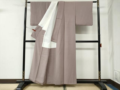 平和屋着物●上質な色無地　梅鼠色　正絹　逸品　CABG0287yc