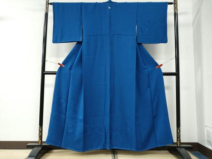 平和屋着物●無地絵羽訪問着　花菱鹿の子地紋　紺瑠璃色　正絹　逸品　未使用　CABG0290yc