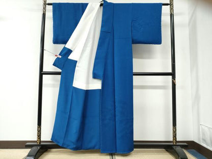 平和屋着物●無地絵羽訪問着　花菱鹿の子地紋　紺瑠璃色　正絹　逸品　未使用　CABG0290yc