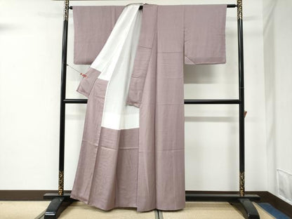 平和屋着物●本草木染作家　瑞寶　色無地　唐草地紋　紅藤色　正絹　逸品　未使用　CABG0291yc