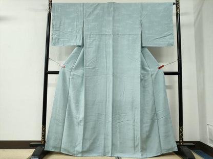 平和屋着物●上質な色無地　草花丸地紋　白藍色　正絹　逸品　未使用　CABG0294yc