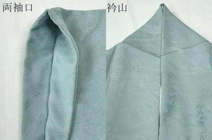 平和屋着物●上質な色無地　風景地紋　千草色　正絹　逸品　CABG0295yc