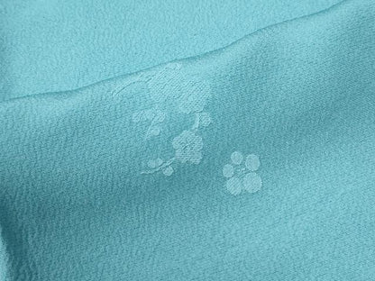 平和屋着物●上質な色無地　舞花地紋　白群色　正絹　逸品　CABG0299yc