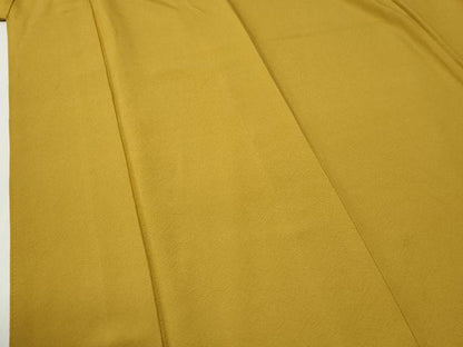 平和屋着物●上質な色無地　黄土色　正絹　逸品　CABG0303yc