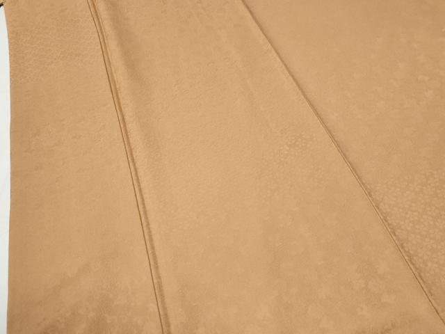 平和屋着物●上質な色無地　花唐草地紋　小麦色　正絹　逸品　CABG0310yc