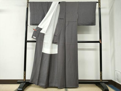 平和屋着物●上質な色無地　霰地紋　葡萄鼠色　やまと誂製　正絹　逸品　CABG0312yc