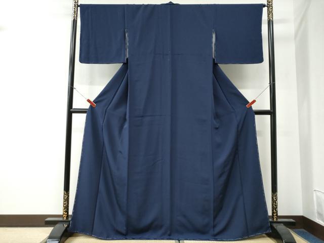平和屋着物●上質な色無地　鉄紺色　正絹　逸品　未使用　CABG0313yc