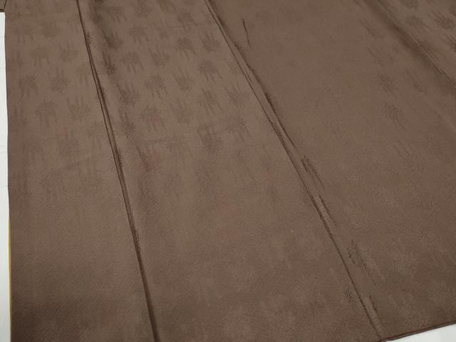 平和屋着物●上質な色無地　藤地紋　煤竹色　正絹　逸品　CABG0314yc