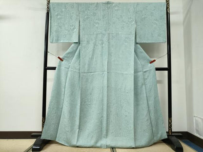 平和屋着物●上質な色無地　辻が花地紋　秘色色　正絹　逸品　CABG0316yc