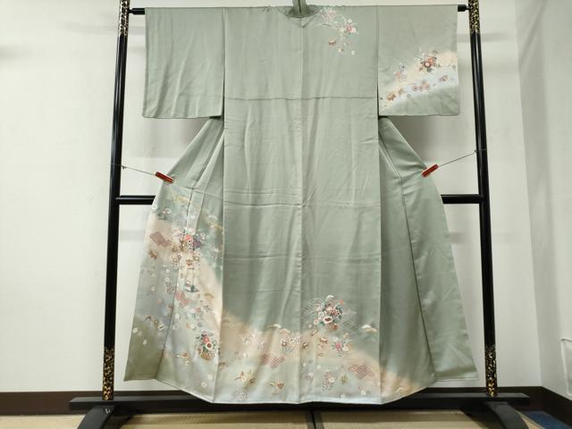 平和屋着物●訪問着　花籠文　暈し染め　金彩　正絹　逸品　CABG0321yc