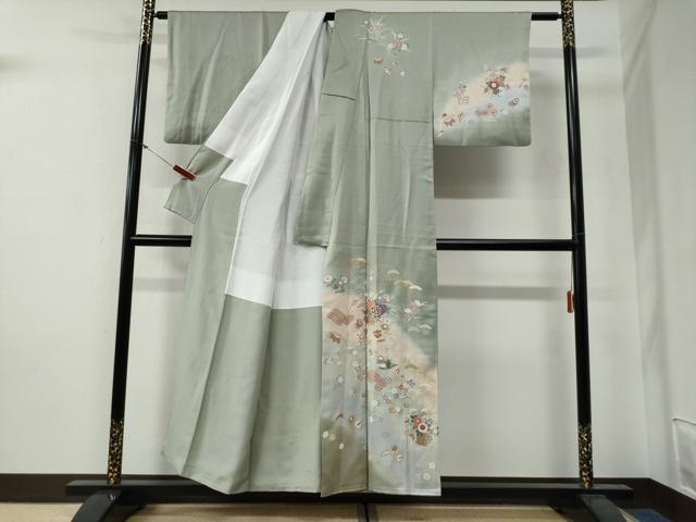 平和屋着物●訪問着　花籠文　暈し染め　金彩　正絹　逸品　CABG0321yc