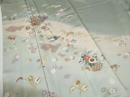 平和屋着物●訪問着　花籠文　暈し染め　金彩　正絹　逸品　CABG0321yc