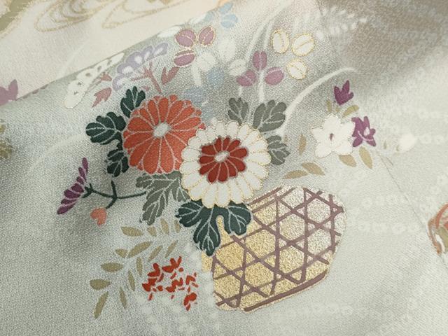 平和屋着物●訪問着　花籠文　暈し染め　金彩　正絹　逸品　CABG0321yc