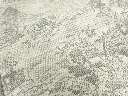 平和屋着物●本場大島紬　白大島　9マルキ　遠山風景文　正絹　逸品　CABG0323yc