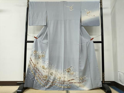 平和屋着物●訪問着　鬘帯雪輪枝花文　暈し染め　金彩　正絹　逸品　CABG0324yc