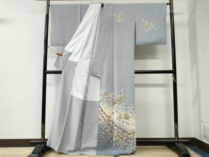 平和屋着物●訪問着　鬘帯雪輪枝花文　暈し染め　金彩　正絹　逸品　CABG0324yc