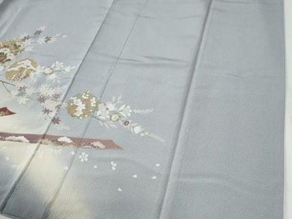 平和屋着物●訪問着　鬘帯雪輪枝花文　暈し染め　金彩　正絹　逸品　CABG0324yc