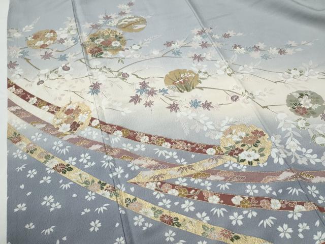 平和屋着物●訪問着　鬘帯雪輪枝花文　暈し染め　金彩　正絹　逸品　CABG0324yc