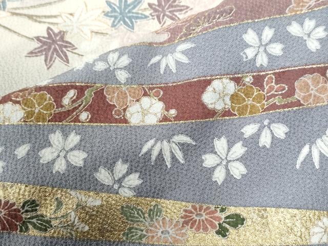 平和屋着物●訪問着　鬘帯雪輪枝花文　暈し染め　金彩　正絹　逸品　CABG0324yc