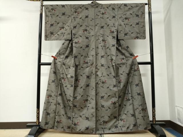 平和屋着物●本場大島紬　9マルキ　花唐草文　正絹　逸品　CABG0325yc