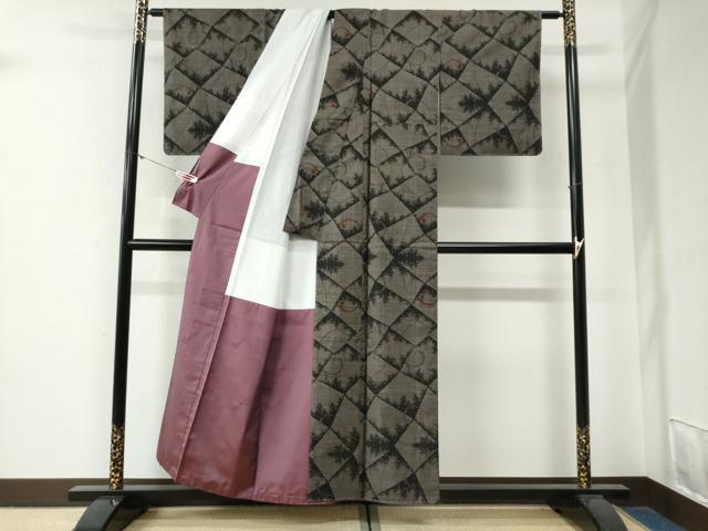 平和屋着物●本場大島紬　9マルキ　泥染め　吉祥唐草文　前田義久作　証紙付き　正絹　逸品　未使用　CABG0329yc