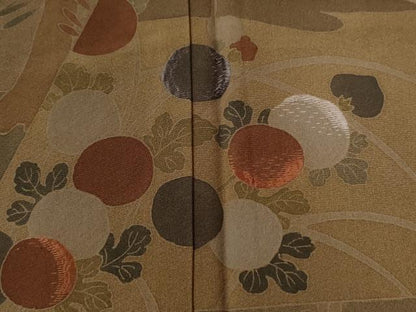 平和屋着物●訪問着　刺繍　竜田川笹竹草花文　反端付き　正絹　逸品　CABG0330yc