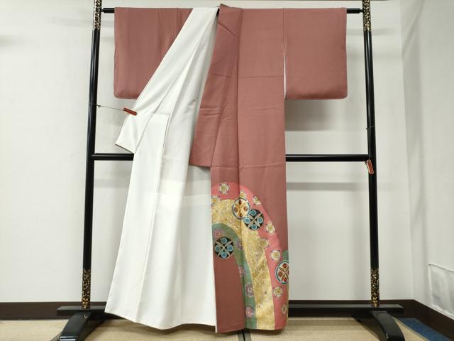 平和屋着物●京の名門　じゅらく謹製　色留袖　駒刺繍　吉祥丸文　金彩　正絹　逸品　未使用　CABG0331yc