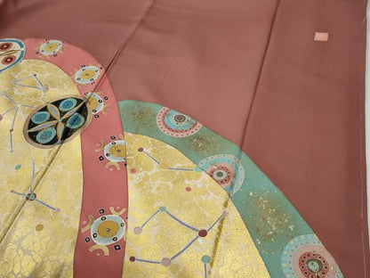 平和屋着物●京の名門　じゅらく謹製　色留袖　駒刺繍　吉祥丸文　金彩　正絹　逸品　未使用　CABG0331yc