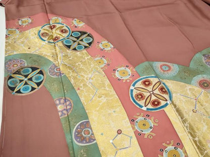 平和屋着物●京の名門　じゅらく謹製　色留袖　駒刺繍　吉祥丸文　金彩　正絹　逸品　未使用　CABG0331yc