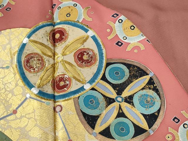 平和屋着物●京の名門　じゅらく謹製　色留袖　駒刺繍　吉祥丸文　金彩　正絹　逸品　未使用　CABG0331yc