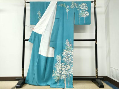 平和屋着物●本加賀友禅作家　押田正義　訪問着　枝花文　ロング丈　正絹　逸品　CABG0341yc