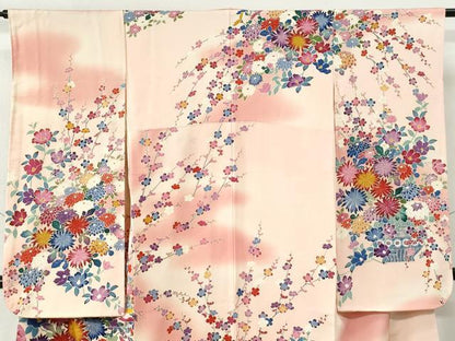 平和屋着物●豪華振袖　花籠文　暈し染め　正絹　逸品　CABG0342yc