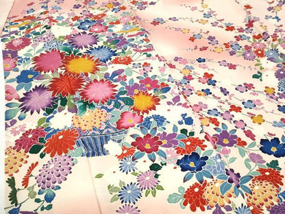 平和屋着物●豪華振袖　花籠文　暈し染め　正絹　逸品　CABG0342yc