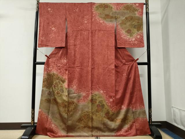 平和屋着物●訪問着　辻が花　刺繍　暈し染め　金彩　正絹　逸品　CABG0346yc