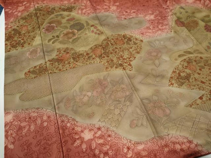 平和屋着物●訪問着　辻が花　刺繍　暈し染め　金彩　正絹　逸品　CABG0346yc