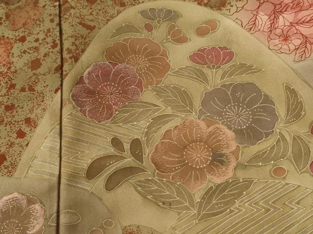 平和屋着物●訪問着　辻が花　刺繍　暈し染め　金彩　正絹　逸品　CABG0346yc