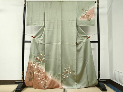 平和屋着物●訪問着　草花文　暈し染め　金彩　正絹　逸品　CABG0347yc