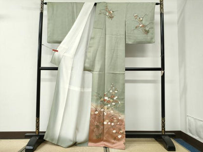 平和屋着物●訪問着　草花文　暈し染め　金彩　正絹　逸品　CABG0347yc