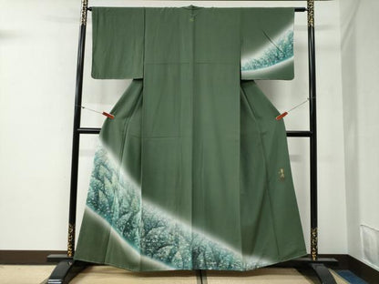 平和屋着物●巨匠　前田華清　手描き　訪問着　樹林文　暈し染め　正絹　逸品　未使用　CABG0349yc