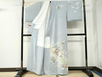 平和屋着物●訪問着　霞草花文　暈し染め　金彩　正絹　逸品　CABG0351yc