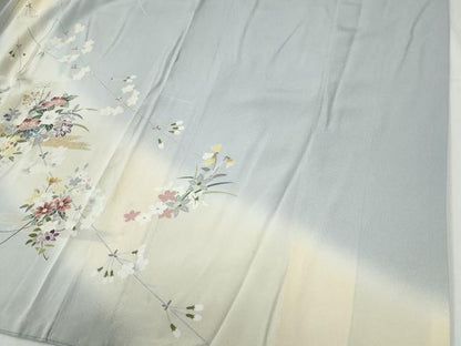 平和屋着物●訪問着　霞草花文　暈し染め　金彩　正絹　逸品　CABG0351yc