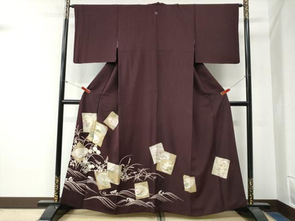 平和屋着物●豪華色留袖　駒刺繍　立波色紙鶴草花文　金彩　まるやま扱い　正絹　逸品　CABG0358yc