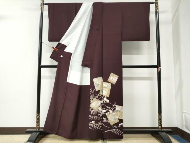 平和屋着物●豪華色留袖　駒刺繍　立波色紙鶴草花文　金彩　まるやま扱い　正絹　逸品　CABG0358yc