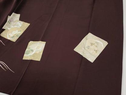 平和屋着物●豪華色留袖　駒刺繍　立波色紙鶴草花文　金彩　まるやま扱い　正絹　逸品　CABG0358yc