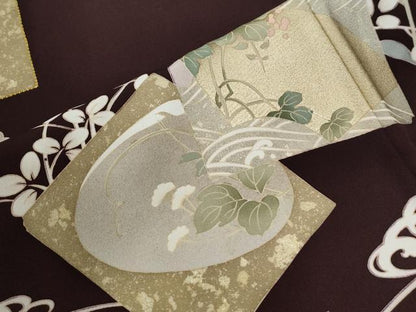 平和屋着物●豪華色留袖　駒刺繍　立波色紙鶴草花文　金彩　まるやま扱い　正絹　逸品　CABG0358yc